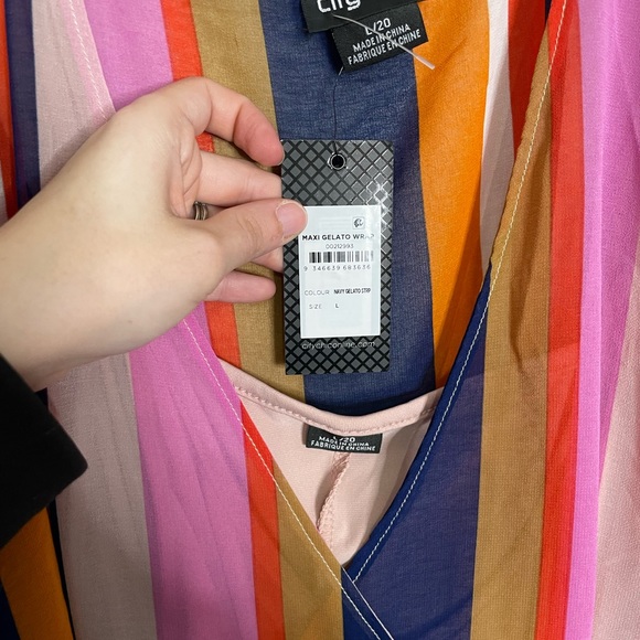 City Chic NWT Gelato Wrap Dress in Navy Stripe Combo Large - Picture 4 of 8